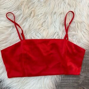 House of Harlow Satin Crop Top Coastal Western Vacation Tan